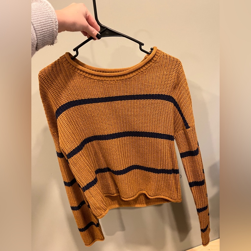 Mustard and navy striped sweater